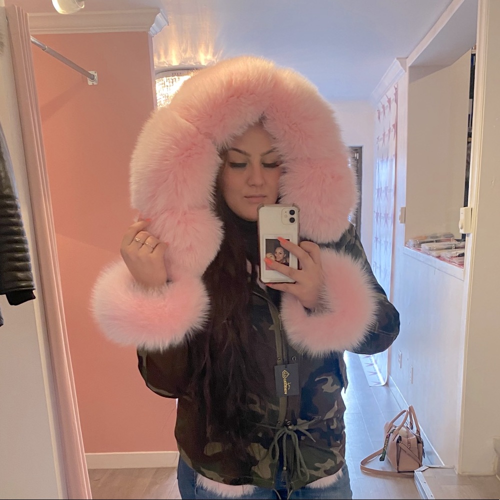 Pink fur and cami jacket